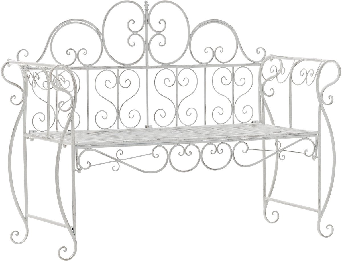 CLP Minna Tuinbank - metalen bank - armleuningen - art nouveau - 180 kg - antiek/wit