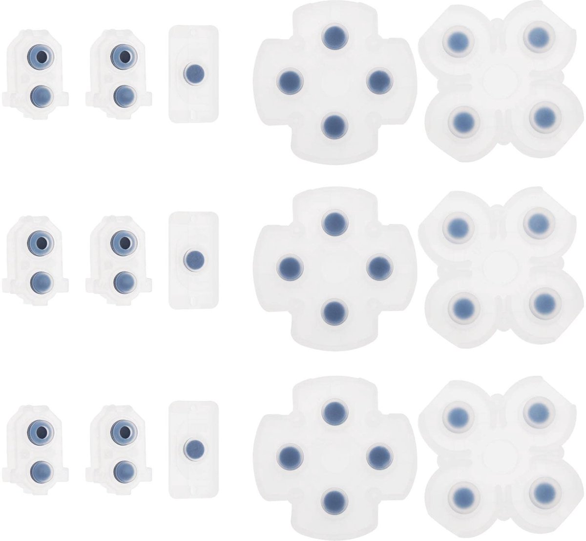 Allecto - Geleidende Knop Pads - Vervanging voor PS4 Controller - Duurzaam en Zacht - Transparant - Ideaal voor Beschadigde Knoppen - 3 Sets
