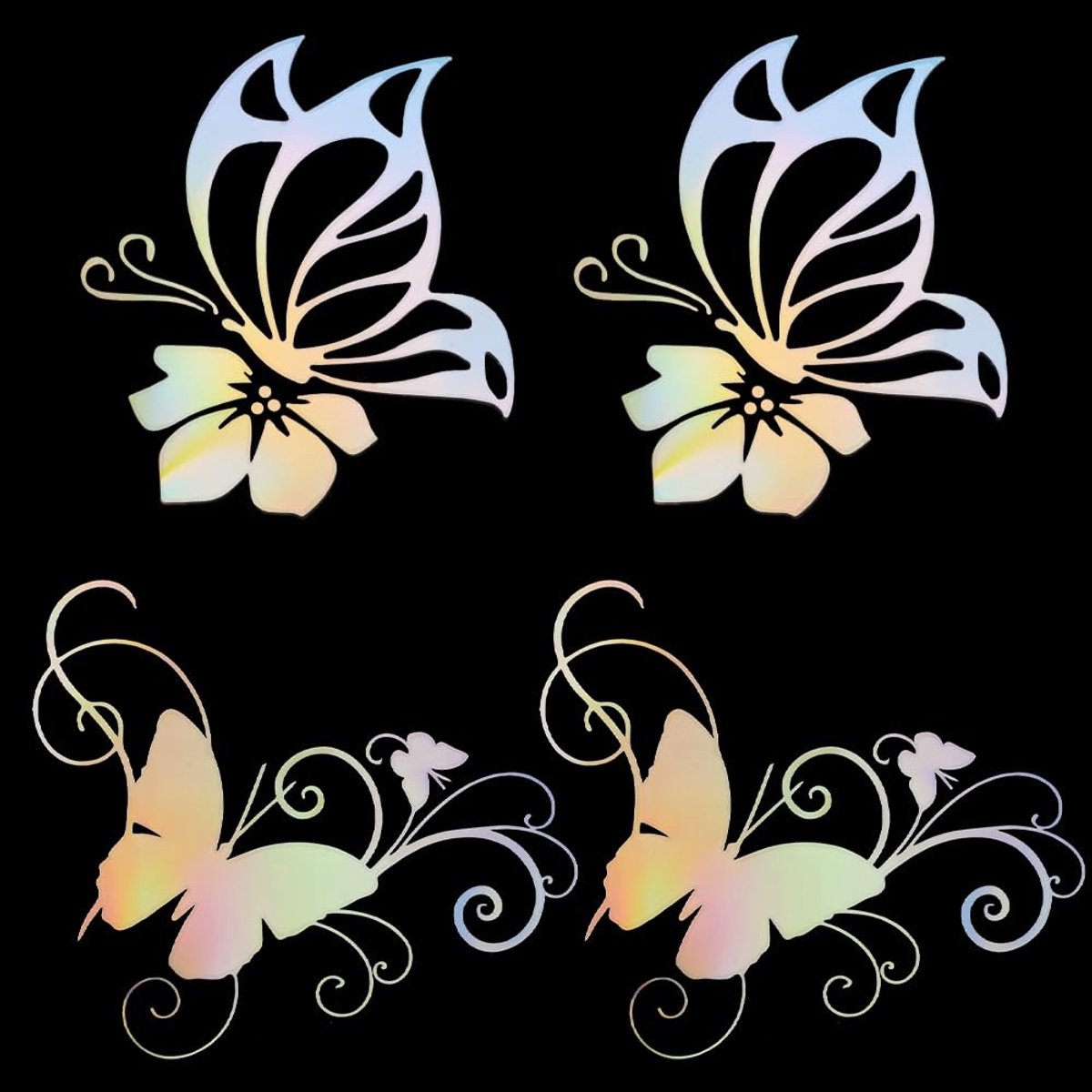 Allecto - Vlinder Auto Sticker Set - Reflecterende Vinyl Stickers - Waterdichte Decoratie - 4 Vellen - Geschikt voor Auto en Laptop - Kleurrijke Hi...
