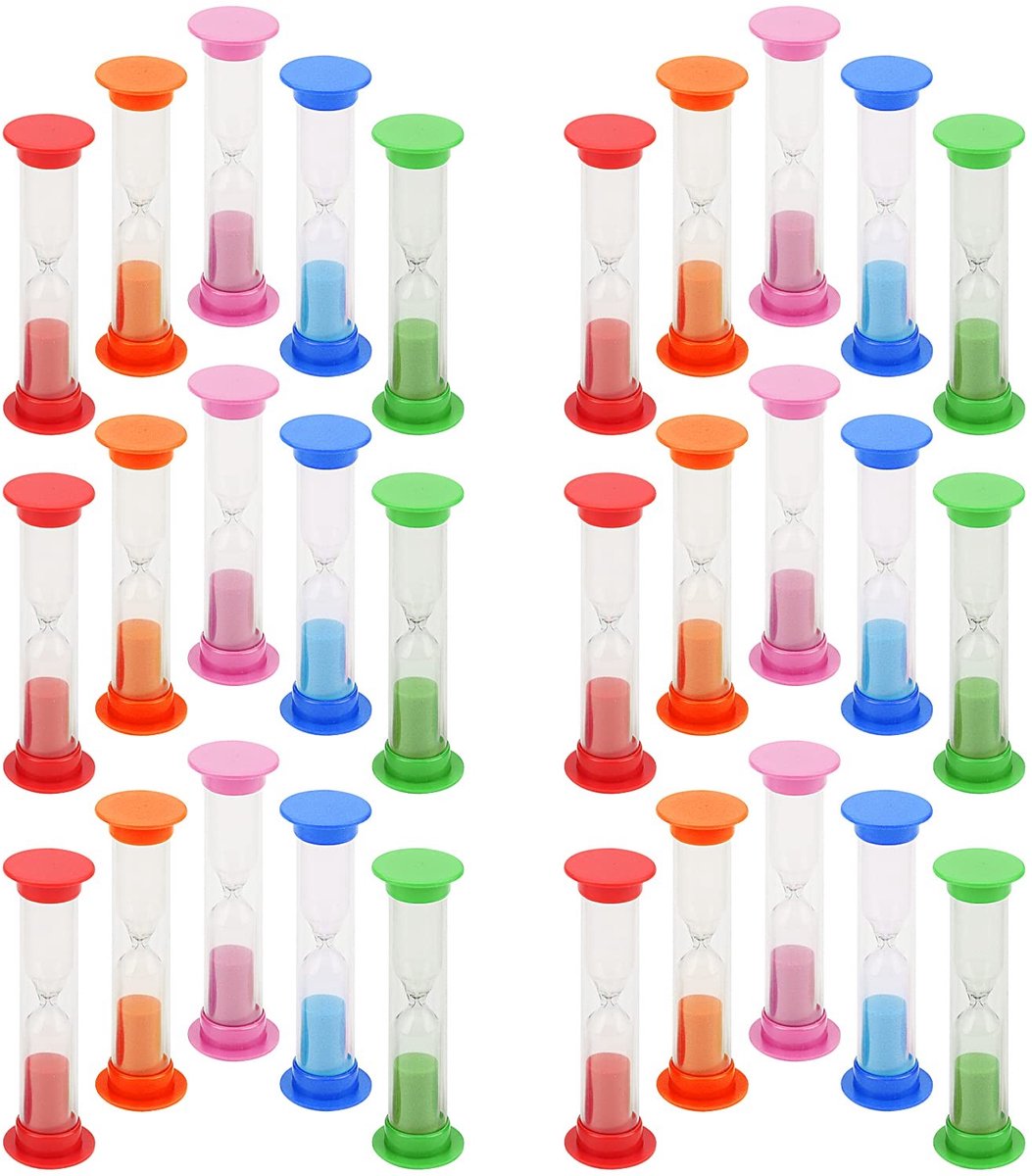 Allecto - 30 stuks zandtimer - countdown zandtimer - handige timer - compact formaat - visuele timer - perfect voor thuiswerk - diverse kleuren