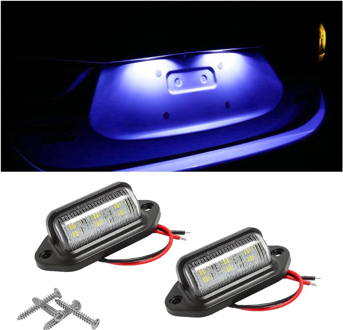 Allecto - LED-kentekenplaatverlichting - 2 stuks - Waterdicht en duurzaam - Blauw - Auto en caravan - Geschikt voor aanhangers en vrachtwagens