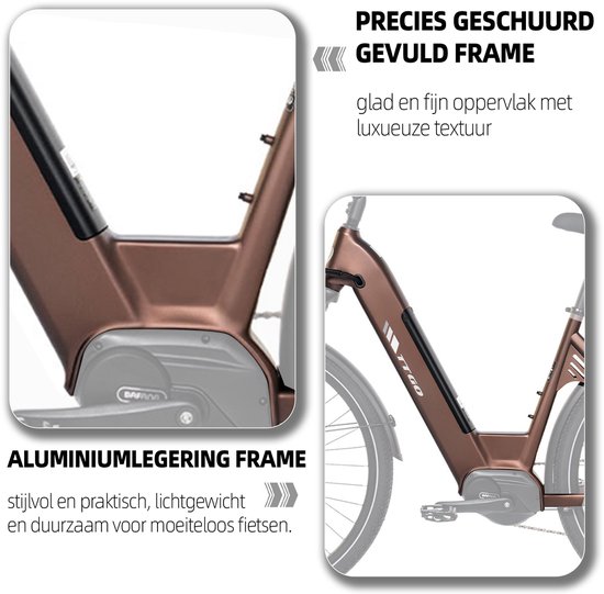 TTGO C7 SE Elektrische Fiets - 648Wh Lithium Accu - Actieradius tot 150 km - 36V 250W Middenmotor - Hydraulische Schijfremmen - 28×2.0 inch Banden - Shimano 9 Versnellingen - Aluminium Frame - LCD Display - Elektrische Stadsfiets - Bruin van TTGO — afbeelding 3