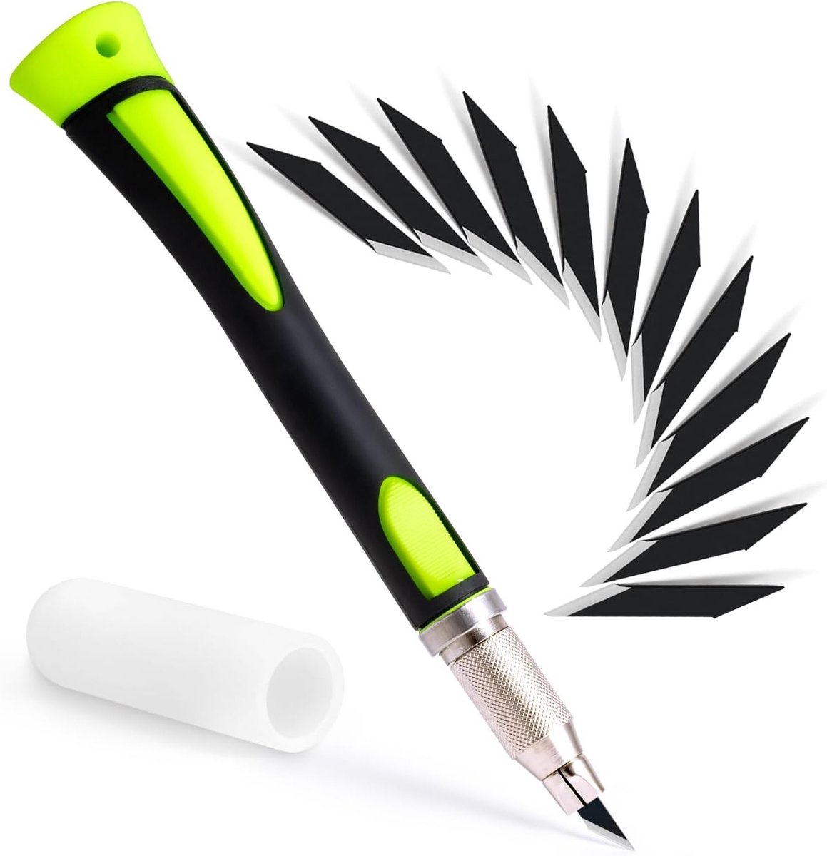Professionele Scalpel Set met 12 Vervangende Bladen en Beschermkap voor Precisie Snijden van Papier en Folie