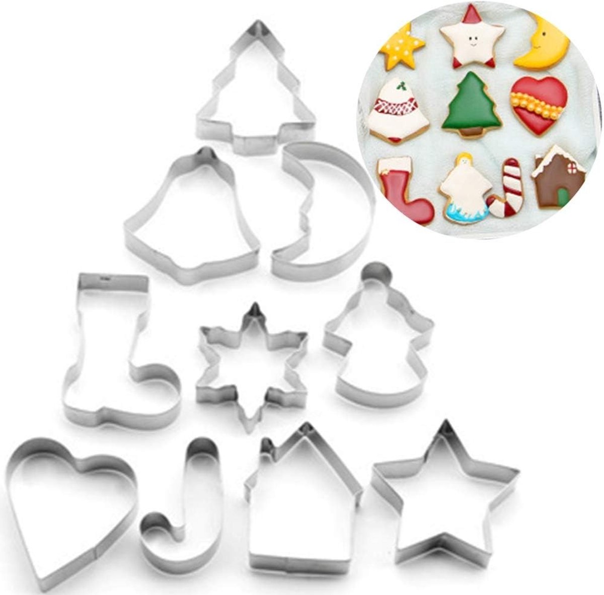 MTTProducts - Cookie Cutters - Kerstvormpjes - Bakaccessoires - Snijders voor koekjes - Perfect voor kerst - Set van 10