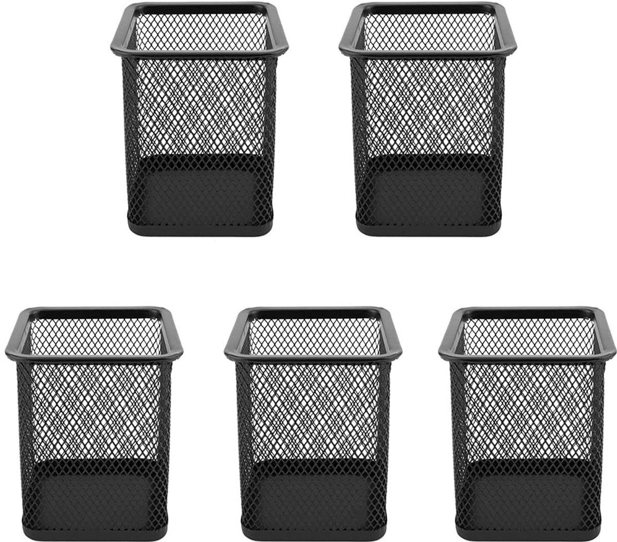 MTTProducts - Penhouder - Desk Organizer - Stabiliteit - Vierkant - Pennenhouder - Perfect voor kantoor en thuis - Carbon staal