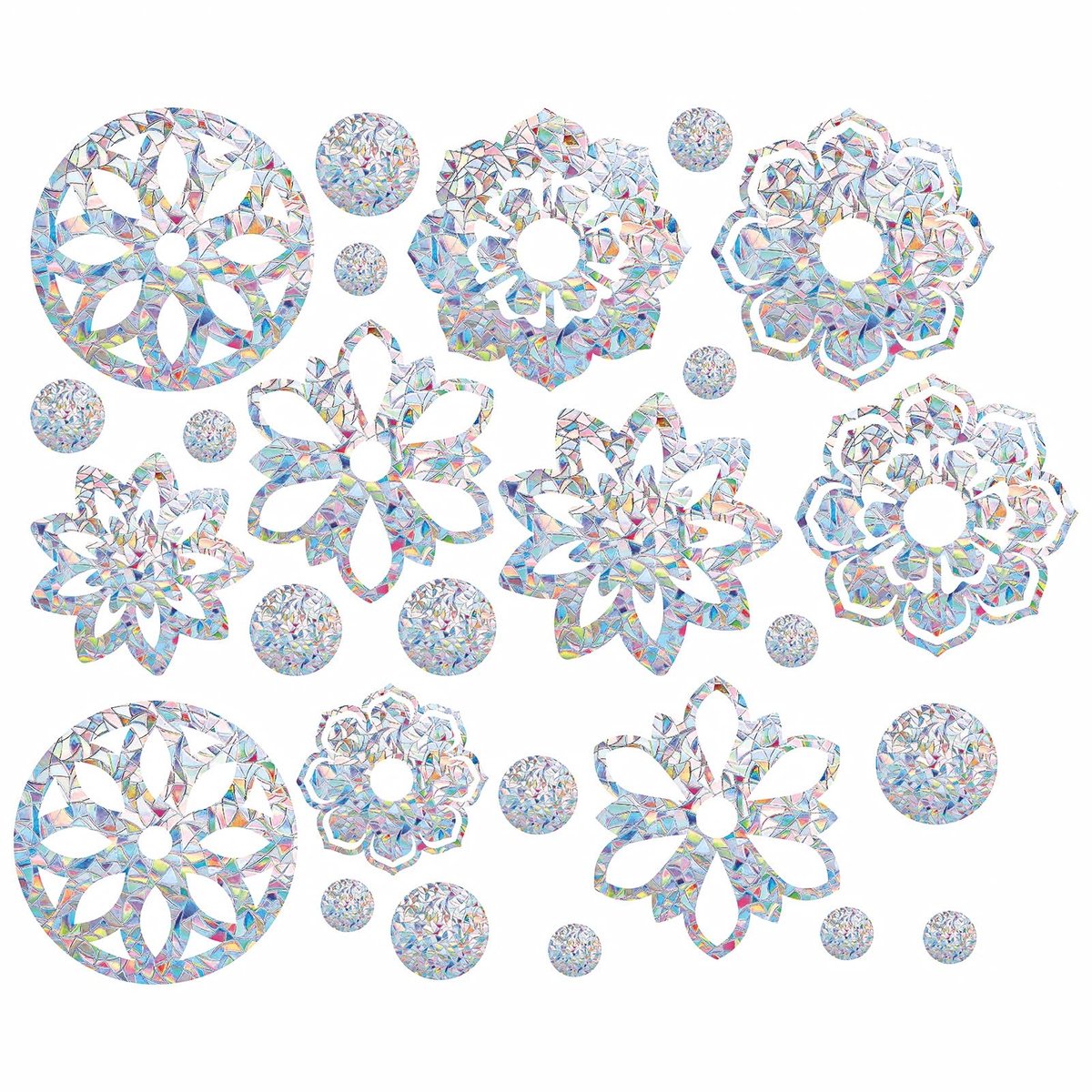 Allecto - Mandala-vensterstickers - Anti-botsing - Kleurendiversiteit - Bloemen-regenboog - Vogelbescherming - 25 stuks