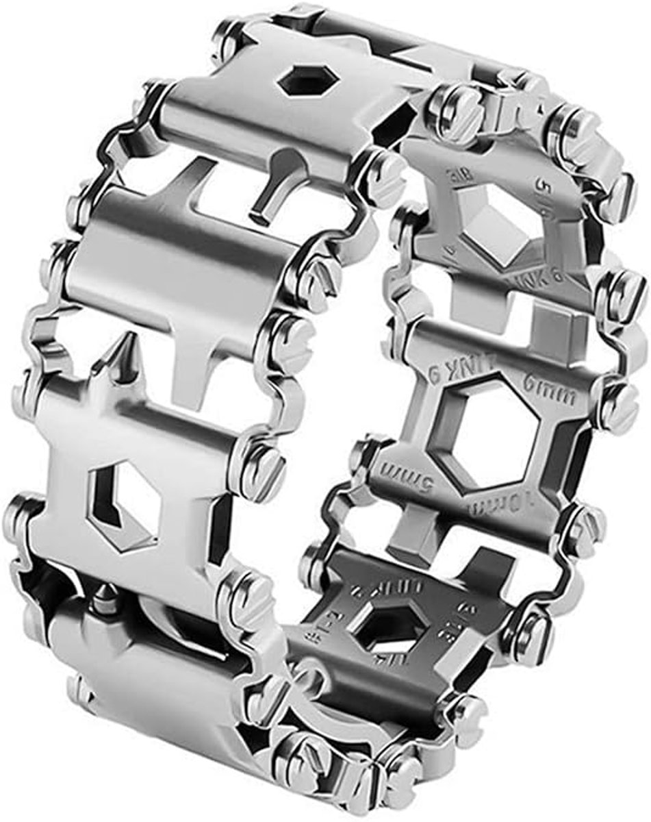 Multitool-armband 29-in-1, 30 mm roestvrij staal, horlogeband voor heren (outdoor reizen), trendy armband