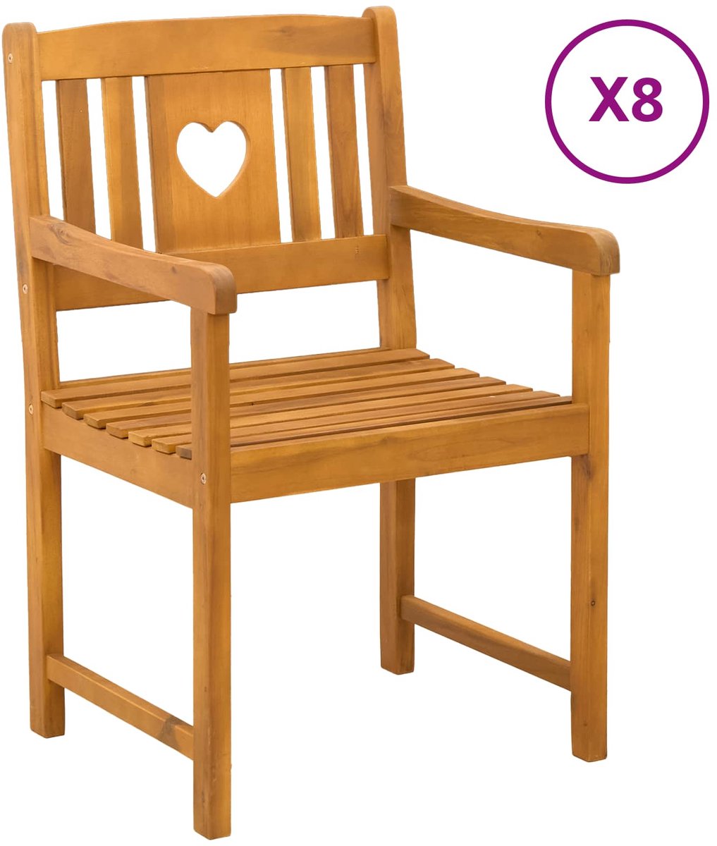 vidaXL - Tuinstoelen - 8 - pcs - Naturel - Massief - Acacia - Hout