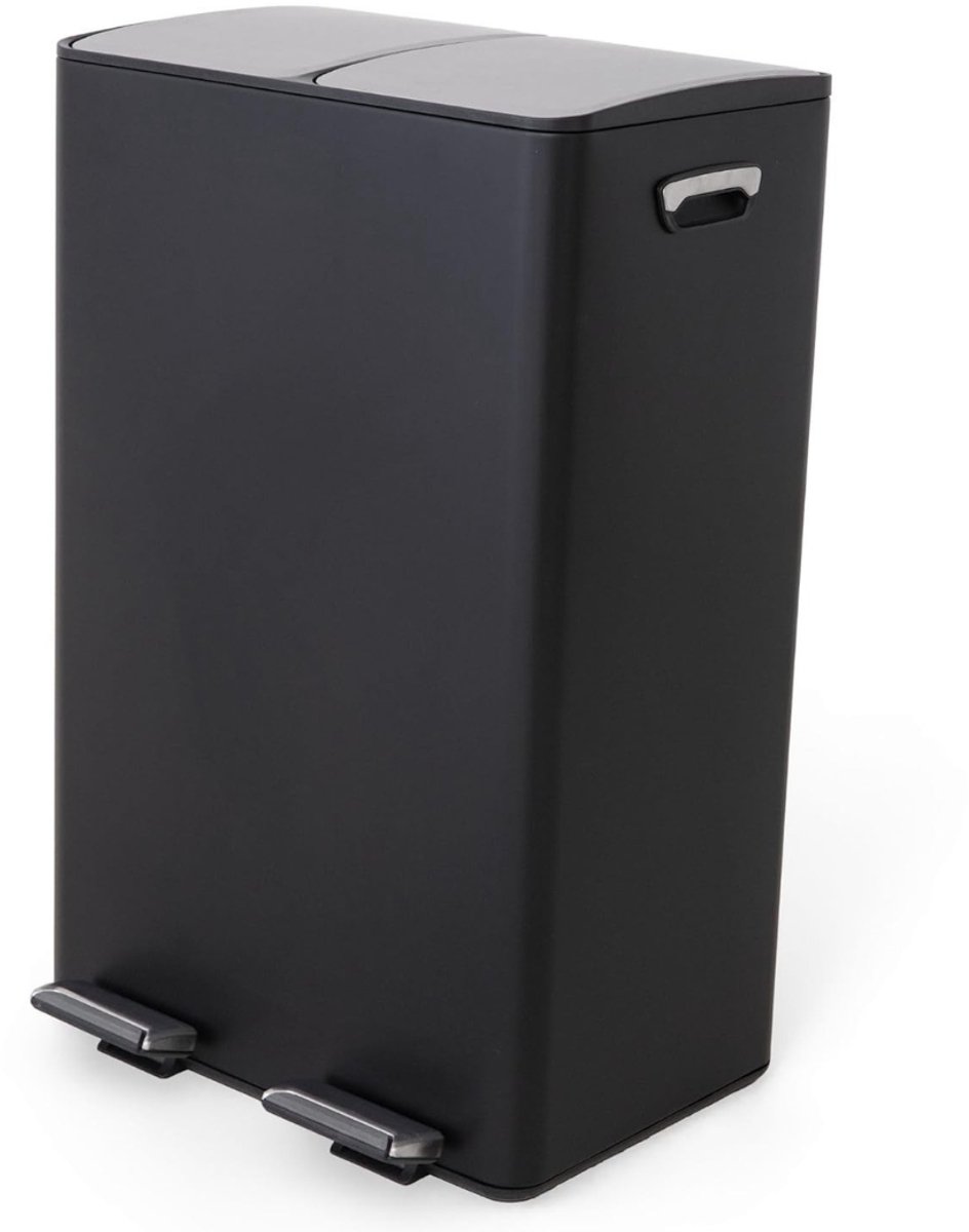 RUX® Prullenbak 2 Vakken - Duo Prullenbak - Prullenbakken - Zwart - 33cmx43cmx70cm; 4.7 kg