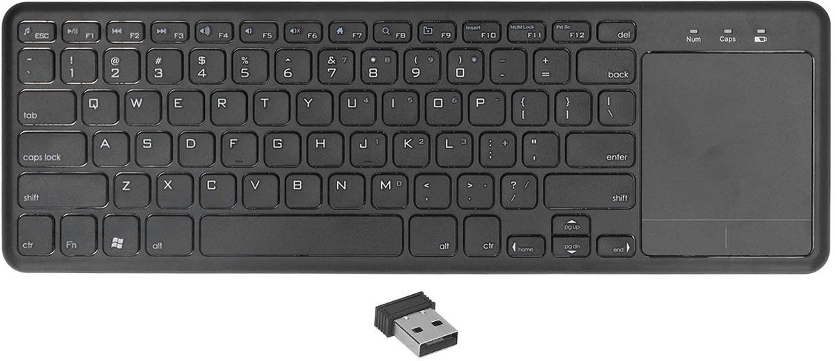 Allecto - Ergonomisch Toetsenbord - Draadloos 2.4G - Touchpad - 78 Toetsen - Geschikt voor PC en Laptop - Compact en Lichtgewicht
