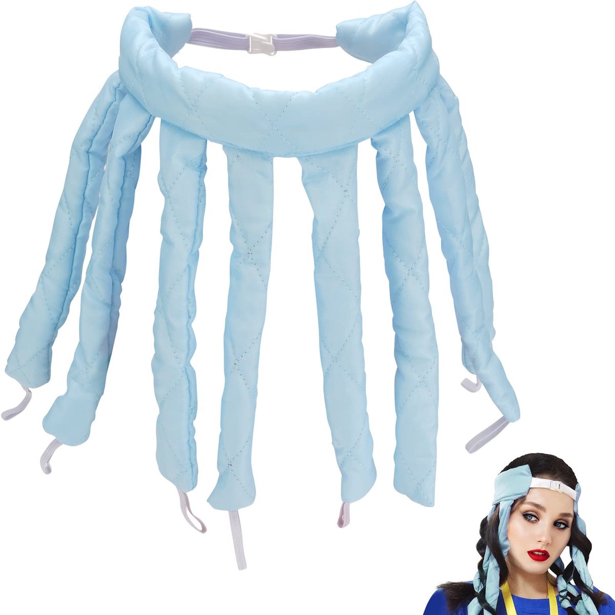 MTTProducts - Heatless Curlers - Zijdeachtige Krullen - Comfortabele Band - Blauw - Veilig voor Haar - Perfect voor Lang en Middellang Haar