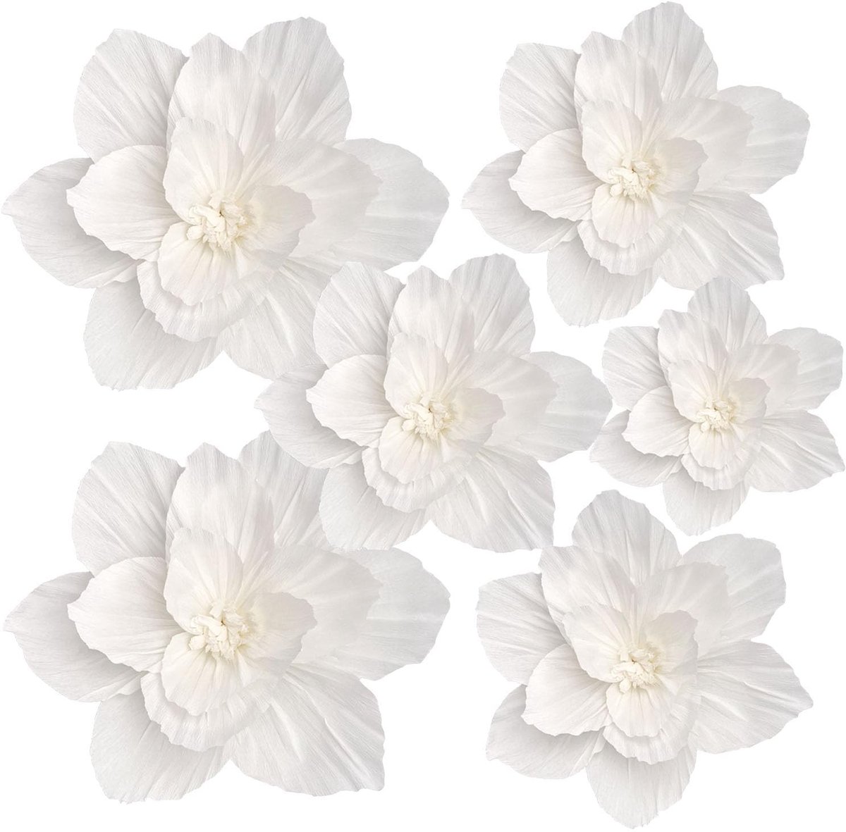 6 stuks papieren bloemendecoratie voor bruiloft, verjaardag, tafeldecoratie, babyshower - Set van hangende bloemen voor tuinfeest - Feestelijke decoraties.