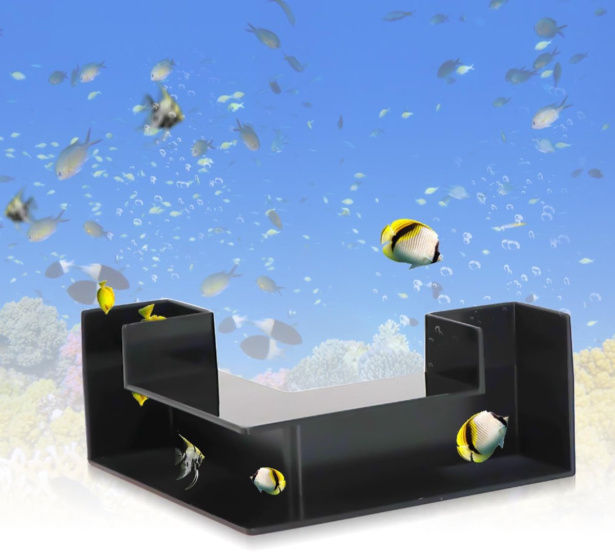 NTHProducts - Aquarium Underground Tunnel - Onderwater Tunnel - Veilig Hiding Area - Zwart - Decoratie voor Zoet- en Zoutwatervissen - Geschikt voor al...