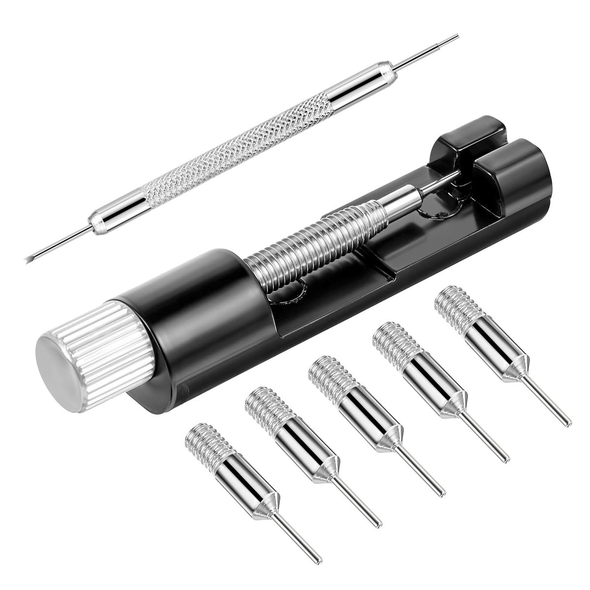 NTHProducts - Watch Link Removal Kit - Horloge Band Verwijder Tool - Inclusief Vervangpinnen - Zwart en Zilver - Horloge Aanpassing Tool - Perfect voor...