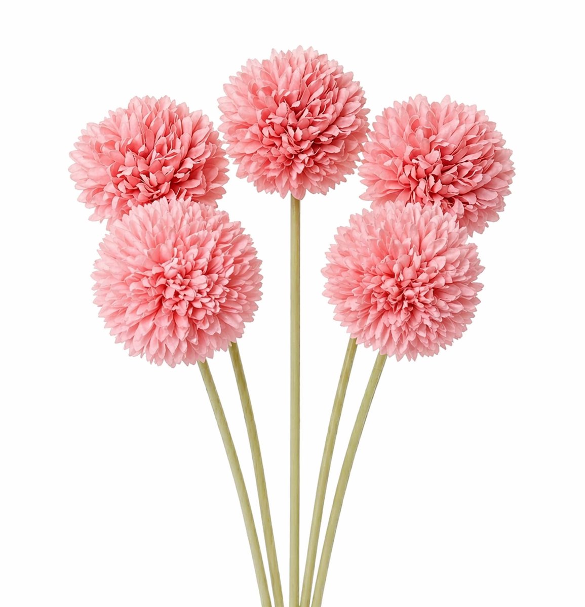 NUVEX Roze kunstbloemen set van 5 stuks chrysant bloemen kunstbloemen decoratie voor interieur vaas tafel bruiloft feest kunstbloem boeket