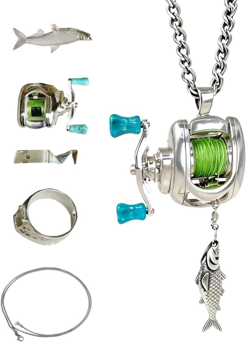 OLOEY Fishing Wheel Style Accessoires - Legering Simulatie Hanger Ketting 4 cm Fishing Wheel Hanger - Mannen dagelijkse jacket geschikt voor dating - trendy accessoires - geschikt voor jongens dragen