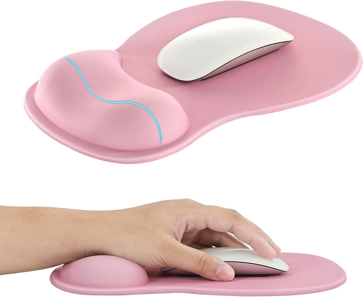 Comfortabele Muismat met Gelpolssteun en Antislip Siliconen Basis, Duurzaam en Wasbaar - Roze Muismat voor Thuis en Kantoor