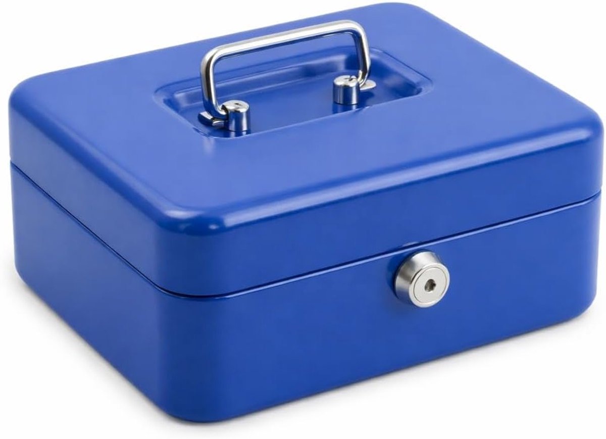 Geldbox met Slot en 2 Sleutels, Kleine Kluis voor Munten en Briefgeld, Veilig Opslaan voor Thuis, Kantoor en Evenementen, Verkrijgbaar in 10 cm, 15 cm en 20 cm, Diverse Kleuren