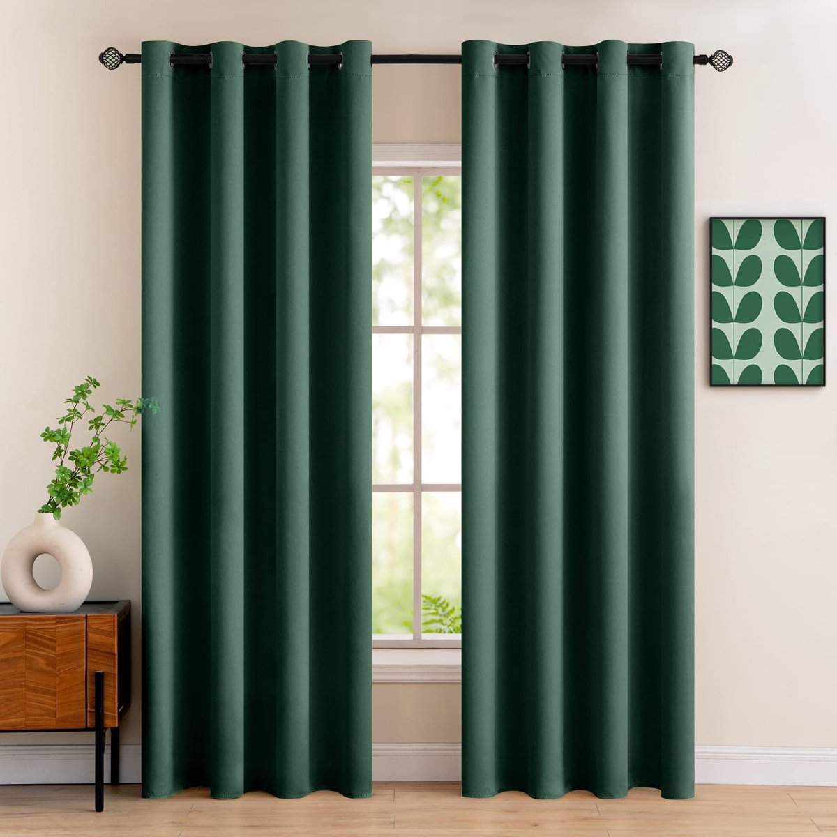 Dailygoods - Dailygoody - Verduisterende Gordijnen - Thermisch Isolerende Gordijnen - Set van 2 - Mosgroen - Ondoorzichtig - Koudebescherming - Geschikt voor