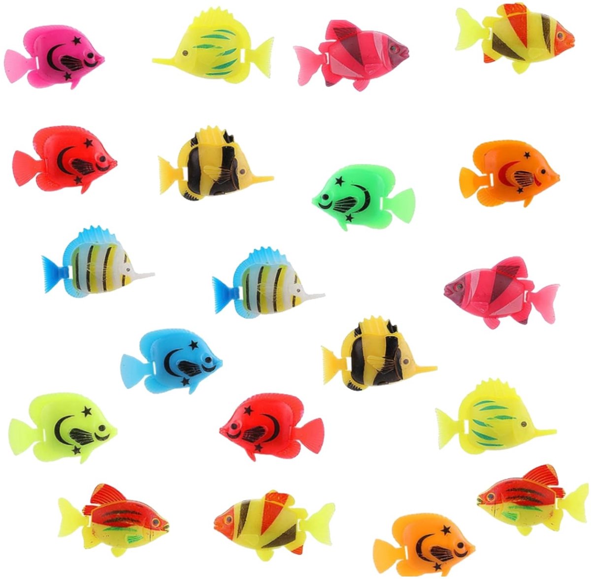 Dailygoods - Dailygoody - Kunstvissen voor Aquaria - Tropische Decoraties - Veelkleurig - Realistische Plastic Vissen - Perfect voor Oceaanthemafeest - 20 Stuks