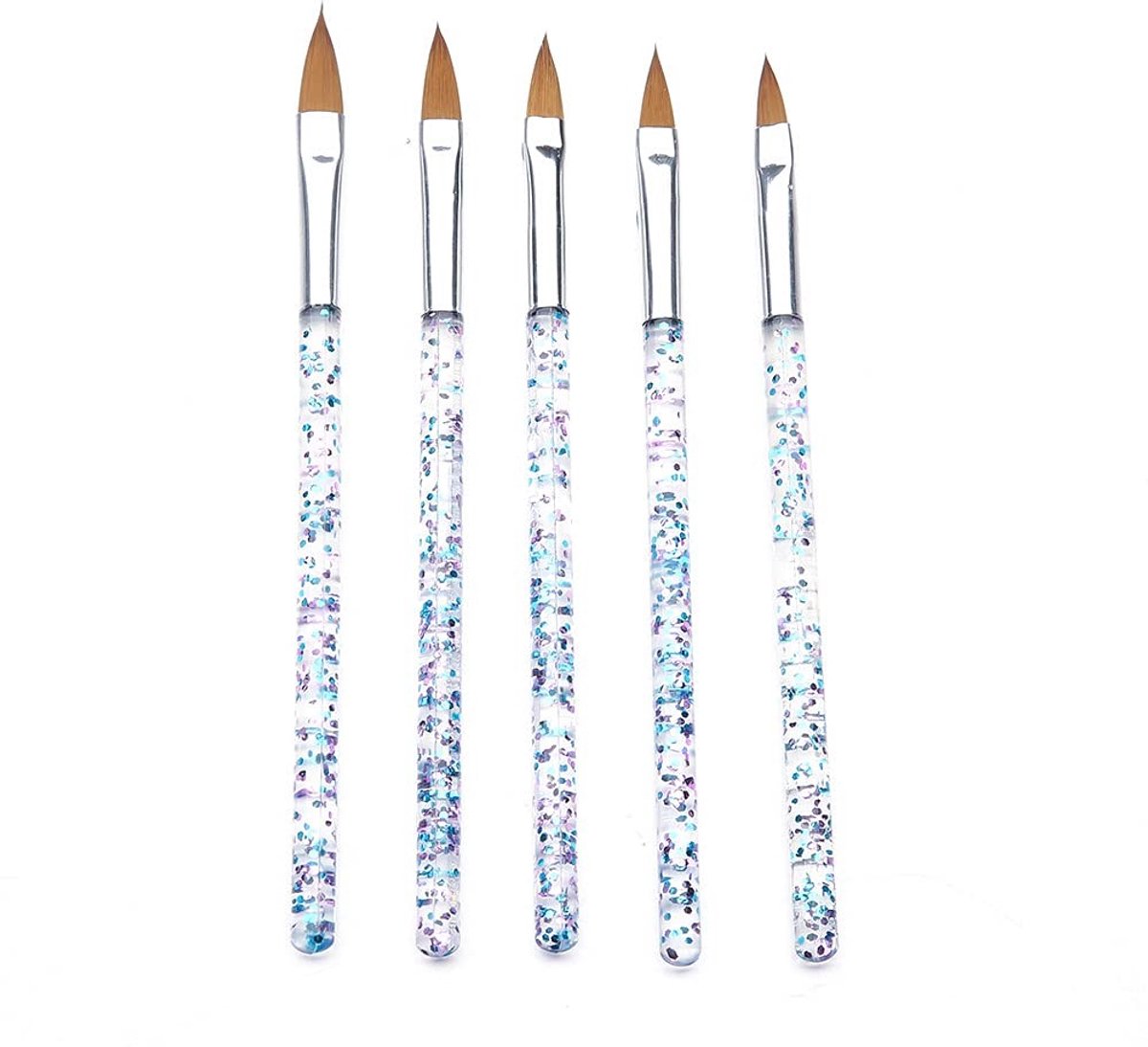 Dailygoods - Dailygoody - Nail Art Penselen - Professionele Schilderen Borstels - Kristallen Handvat - DIY Nagelontwerpen - Perfect voor Thuis en Salon Gebruik - 5