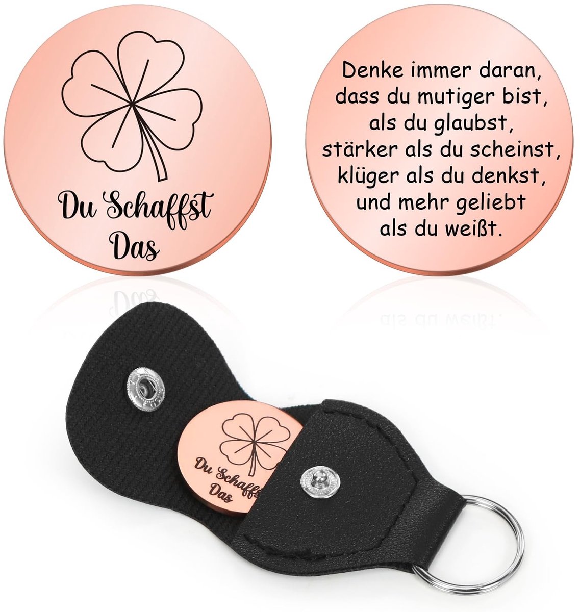 Dailygoods - Dailygoody - Klaverblad Geluksbrenger - Opbeurende Geschenken - Roségoud - Kleine Cadeaus - Eerste Schooldag en Examenfeest