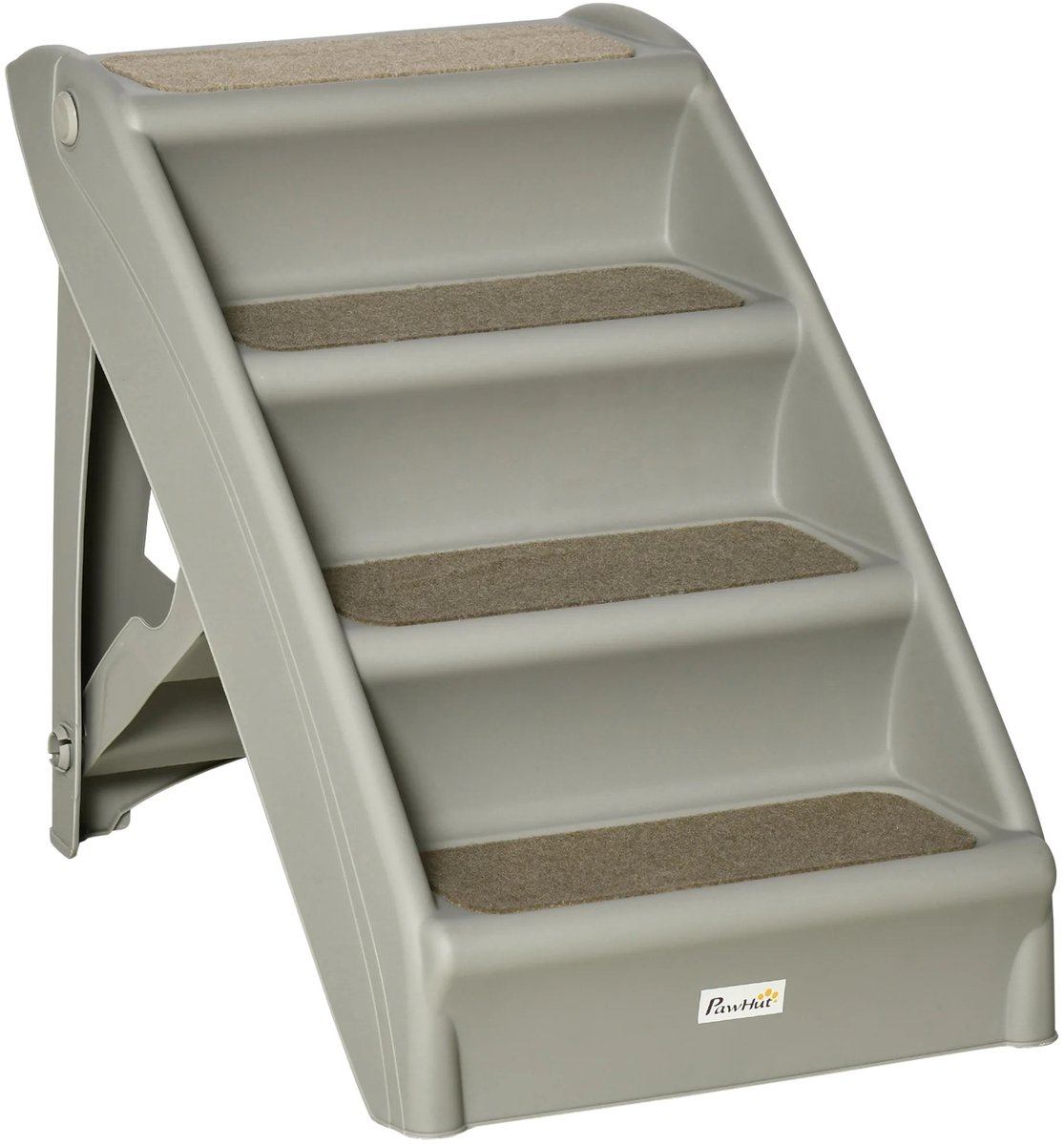 Roossentials Huisdiertrap - Hondentrap - Kattentrap - Huisdierladder - 4 treden - Opvouwbaar - Met antislip tapijten - Grijs - Max. 20 kg