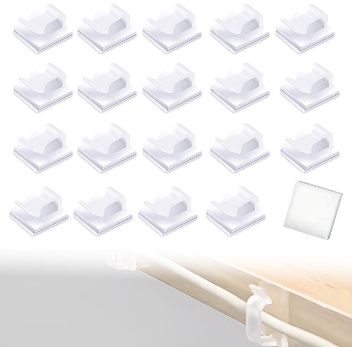 Dailygoods - Dailygoody - Kabelclips - Kabelopslag - Zelfklevend en stevig - Transparant - Draadorganizer - Voor kantoor en auto - 20 stuks