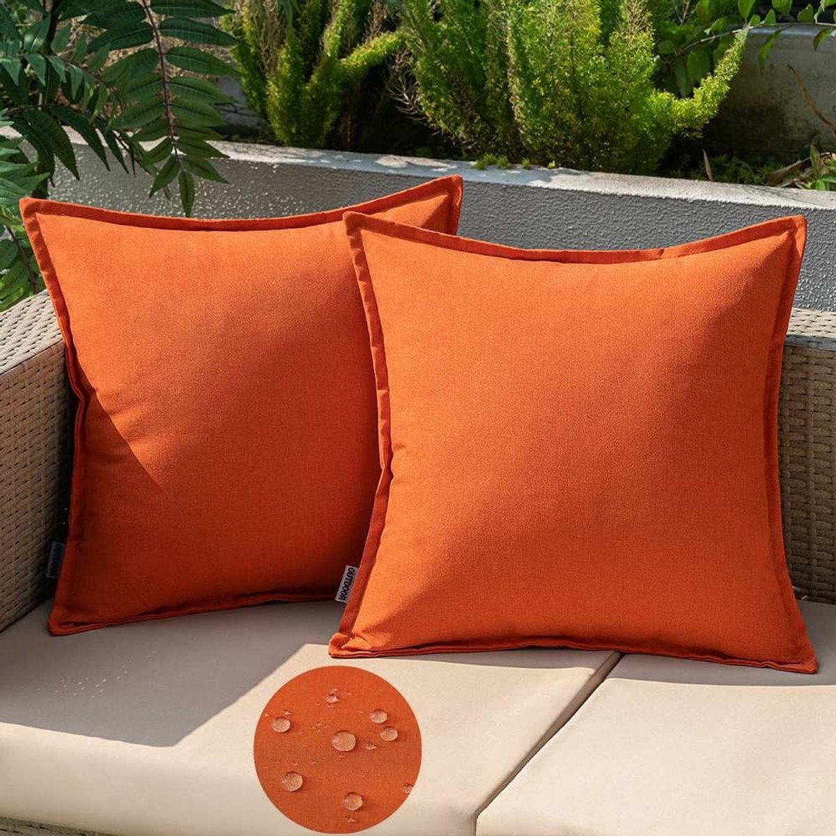 Dailygoody - Weerbestendig kussen - Waterdicht sierkussen - Set van 2 - 40 x 40 cm - Decoratieve kussens - Voor tuin en woonkamer