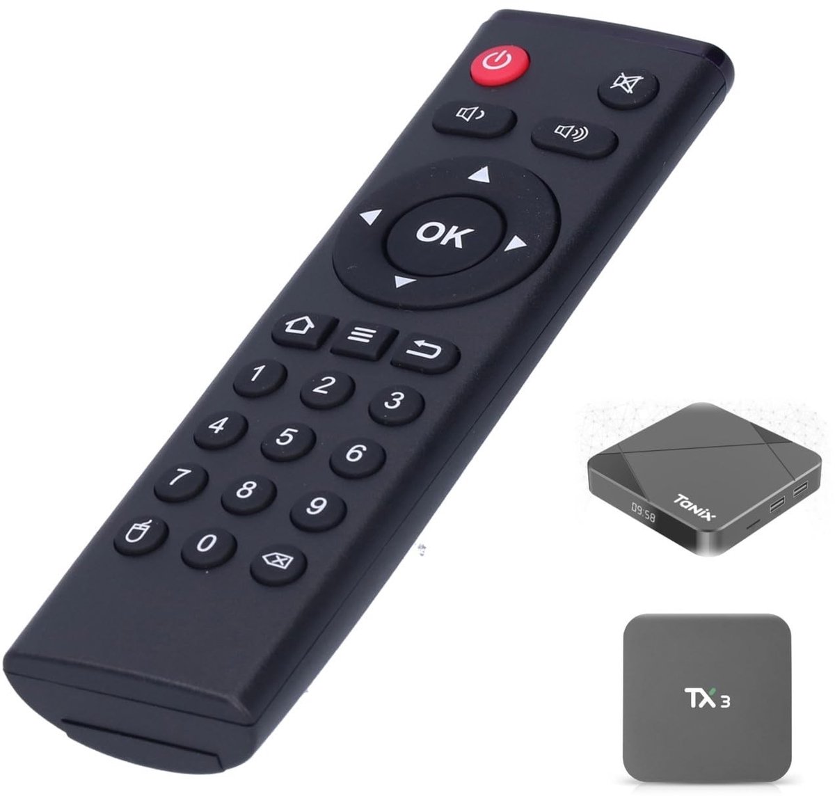 Dailygoody - TV Box Afstandsbediening - Vervangende Afstandsbediening - Zwart - Geschikt voor Android TV Box - Tot 10 meter afstand - Inclusief 2 batt