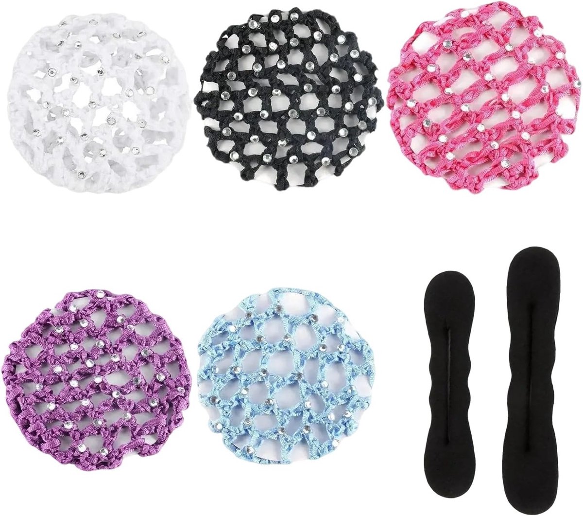 Set van 7 Haarnetten met Knoopvormer, 5 Onzichtbare Haarnetten en 2 Buns voor Vastgezette Hairstijlen, Ideaal voor Ballet en Dans voor Kinderen en Volwassenen