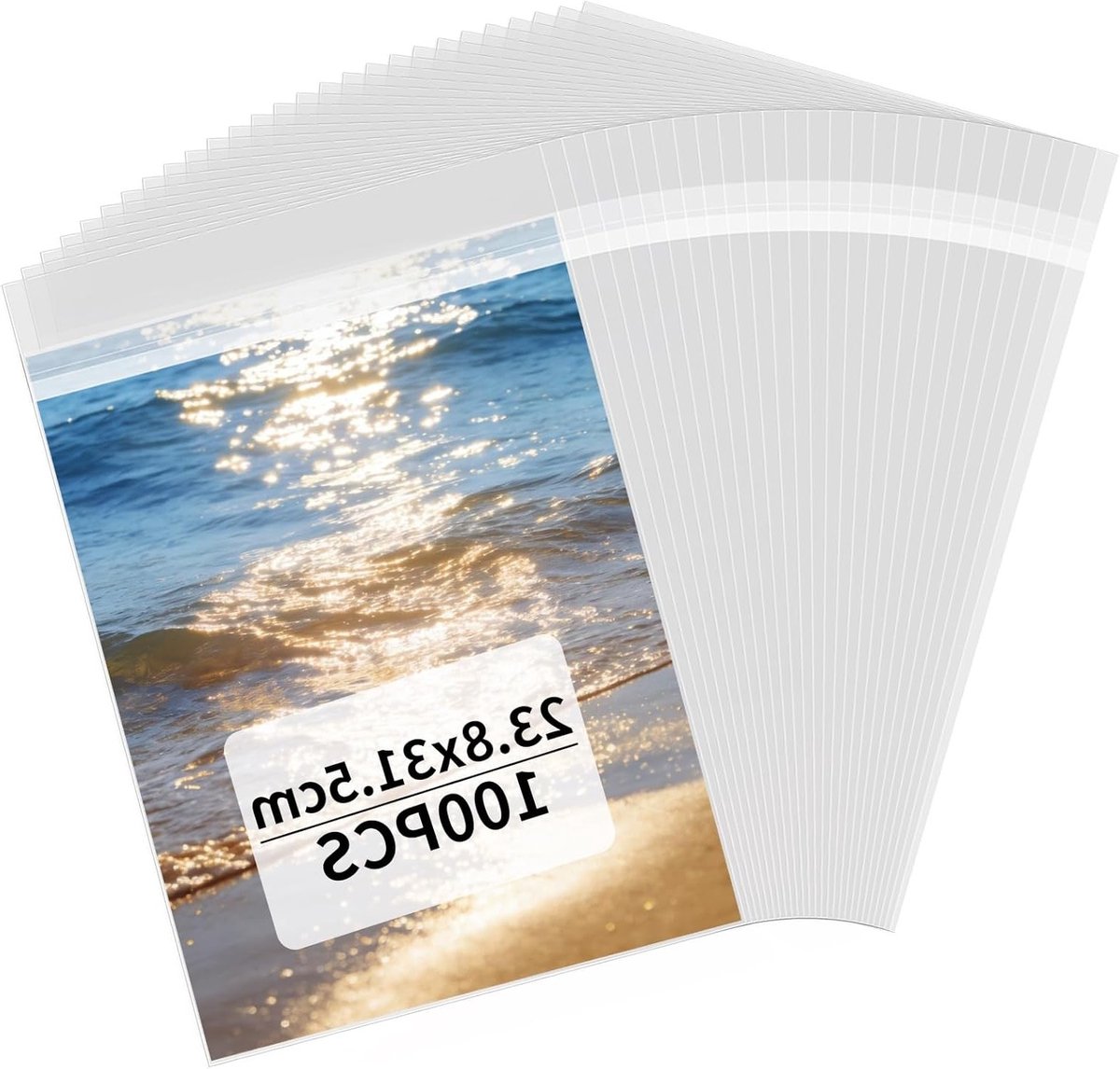Duidelijke Zelfklevende Cellofaanzakken 24 x 31,5 cm - 100 Stuks voor Tijdschriften, Documenten en Notitieboeken