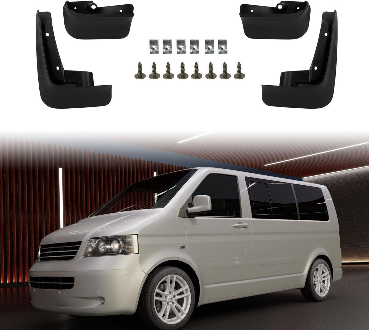 Dailygoods - Dailygoody - Spatlappen - Spatbescherming - Eenvoudige montage zonder boren - Transparant - Voor VW Transporter T5 T6 Caravelle - Auto accessoires - 2