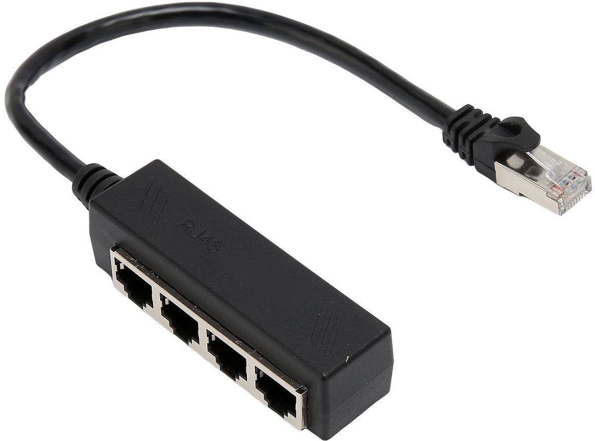 Dailygoods - Dailygoody - RJ45 Ethernet-splitterkabel - 1 Mannelijk Naar 4 X Vrouwelijk - Zwart - LAN Ethernet-splitteradapter - Geschikt voor Cat5 Cat6 Cat7 - Com...
