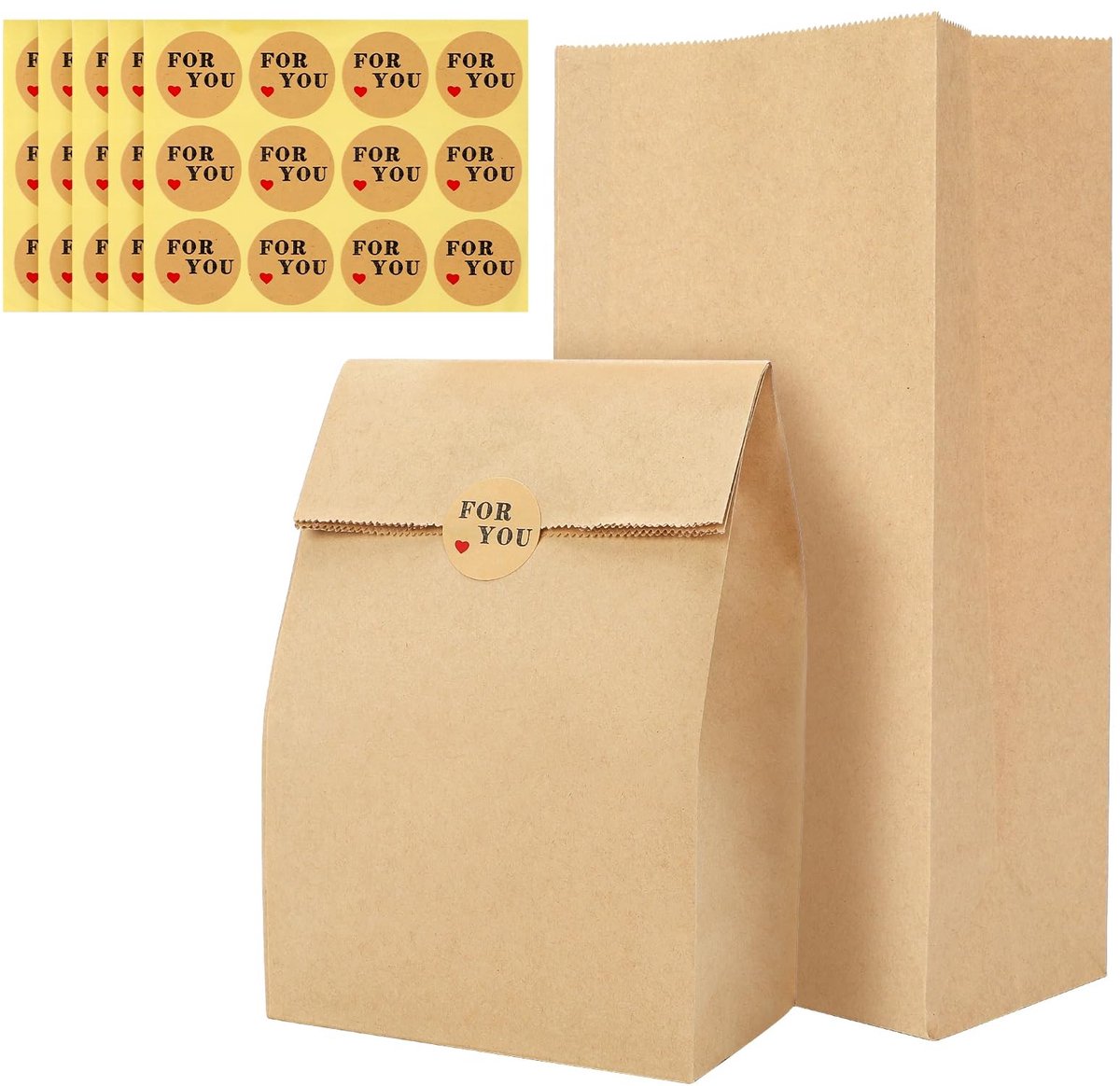 Dailygoods - Dailygoody - Kraftpapier Zakjes - Cadeauzakjes - Herbruikbaar - 100 Stuks - Voedselpapieren Tassen - Perfect voor Verpakking en Koken - 15,5 x 10