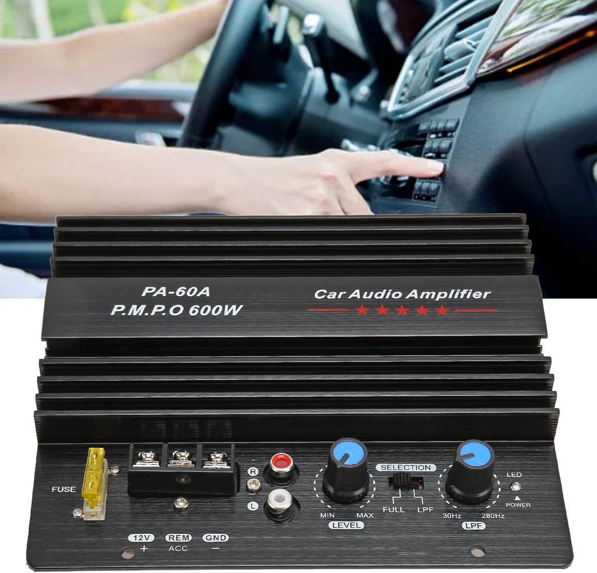 Dailygoods - Dailygoody - Autoversterker Subwoofer - 600W Eindversterker - Aluminium Bass Subwooferbord - 12V - Geluidskwaliteit - Geschikt voor Auto - 15,5 x 17 cm