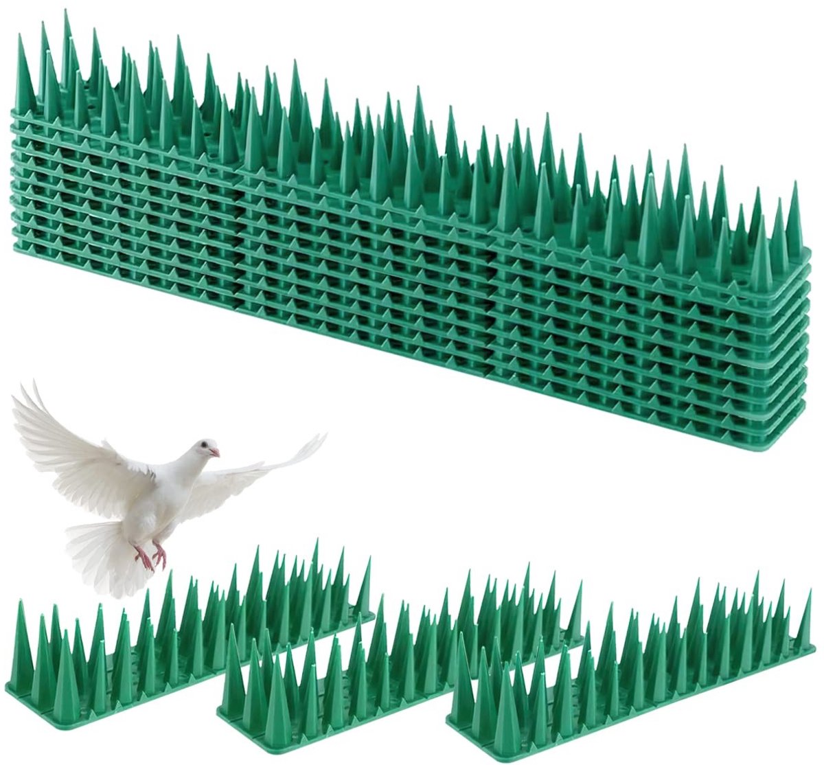 Dailygoods - Dailygoody - Vogelafstotende spikes - Duivenafweer - Hoogwaardige kunststof - Vogelspikes - Effectieve dierenwering - Geschikt voor buiten - Groen