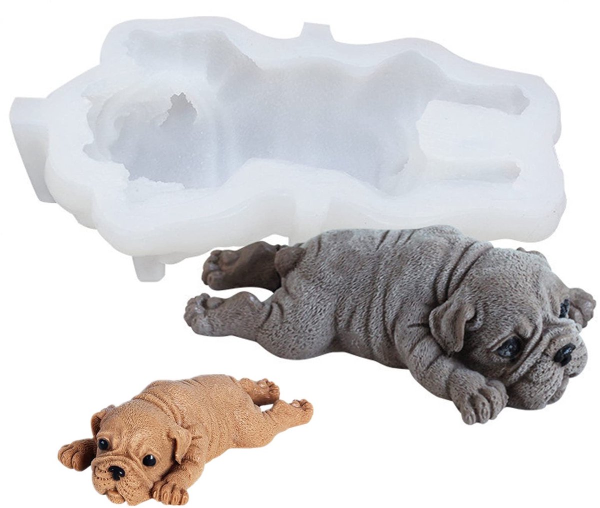 Dailygoods - Dailygoody - 3D Shar Pei Hondenvorm - Siliconen Vorm - Handwerk Bakken Modelleren - Wit - Dierenchocoladevorm - Taartdecoratie - Schattig