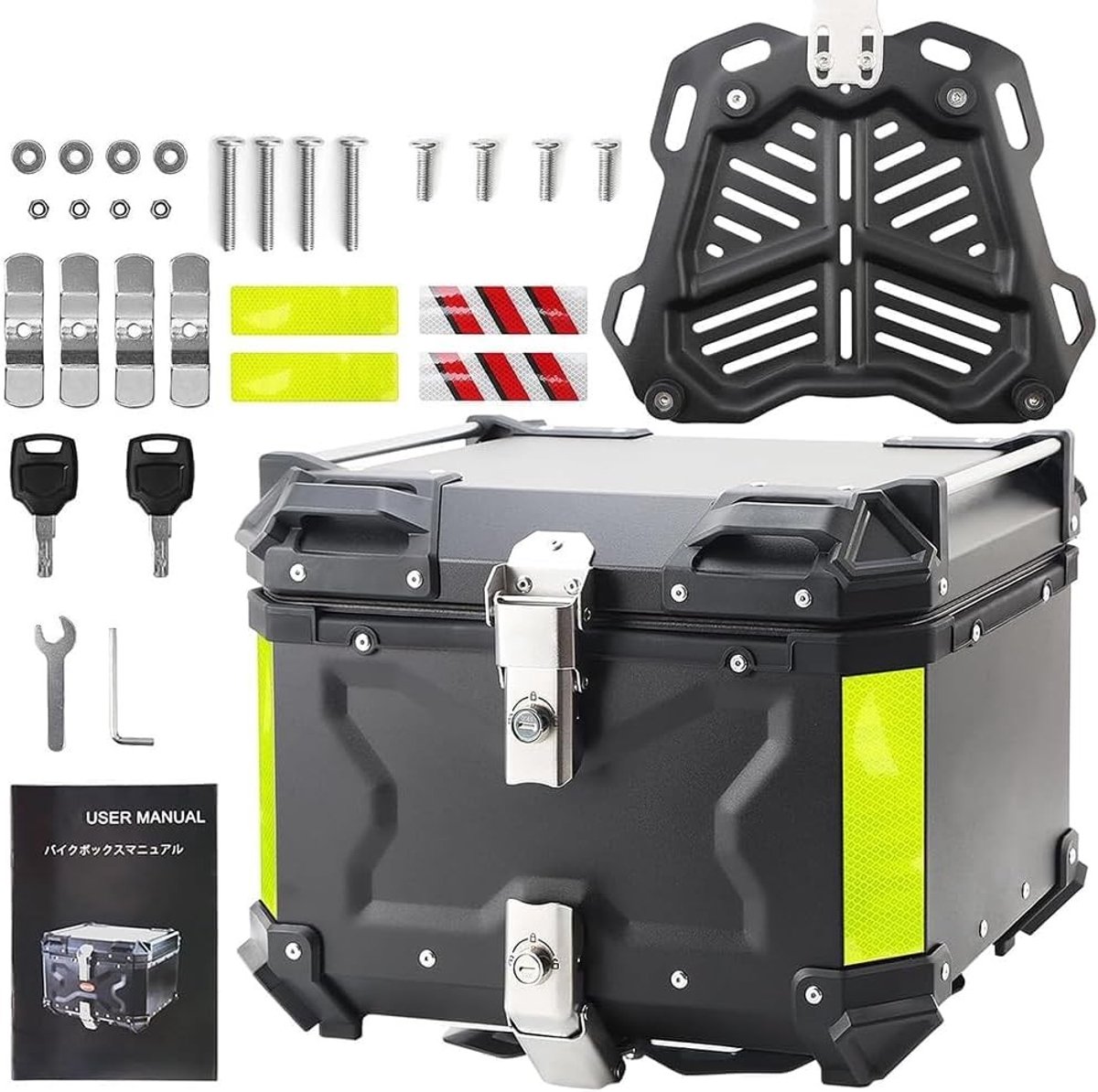 Dailygoods - Dailygoody - Motor topkoffer - Aluminium motorbagage - Waterdicht en stevig - 45 liter - Helmopslag - Perfect voor motorrijders