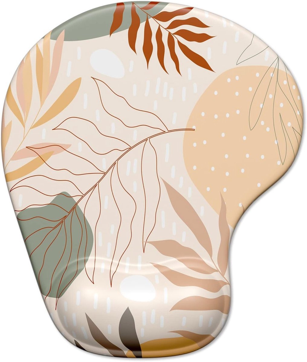 Ergonomische Muismat met Gel Polssteun, Gaming Muismat van Lycra, Antislip PU Basis voor Thuis, Kantoor en Reizen, Abstracte Kunst Design