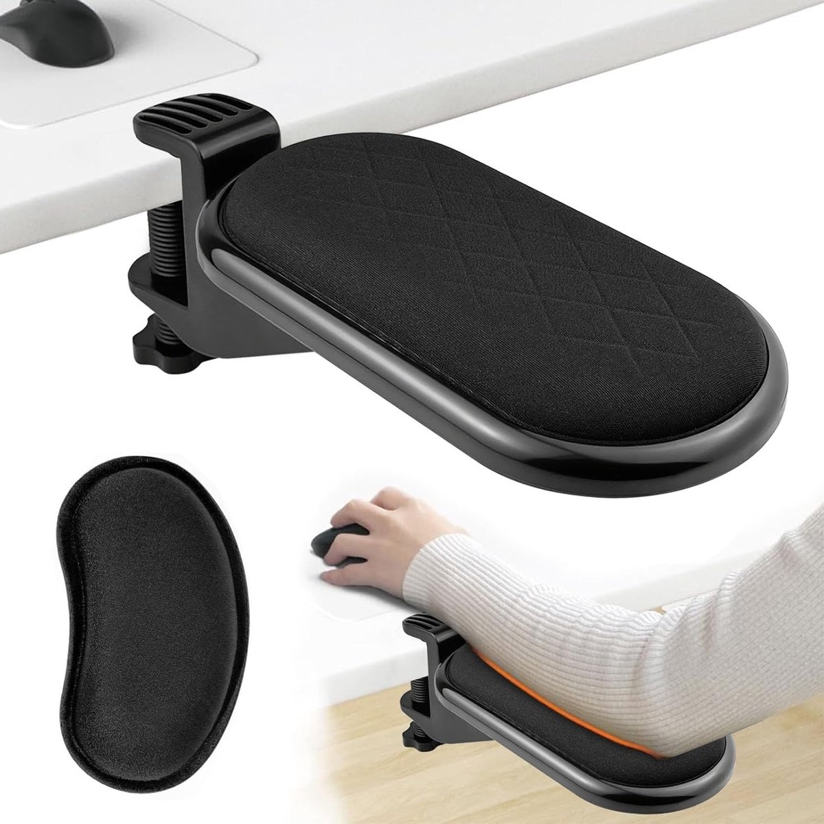 Ergonomische 180° Verstelbare Armsteun voor Bureau met Polssteun en Muismat voor Thuis en Kantoor