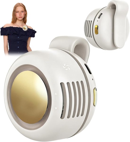 Draagbare bladloze clipventilator USB oplaadbaar stille mini ventilator 3 snelheden 360° draaibaar wit
