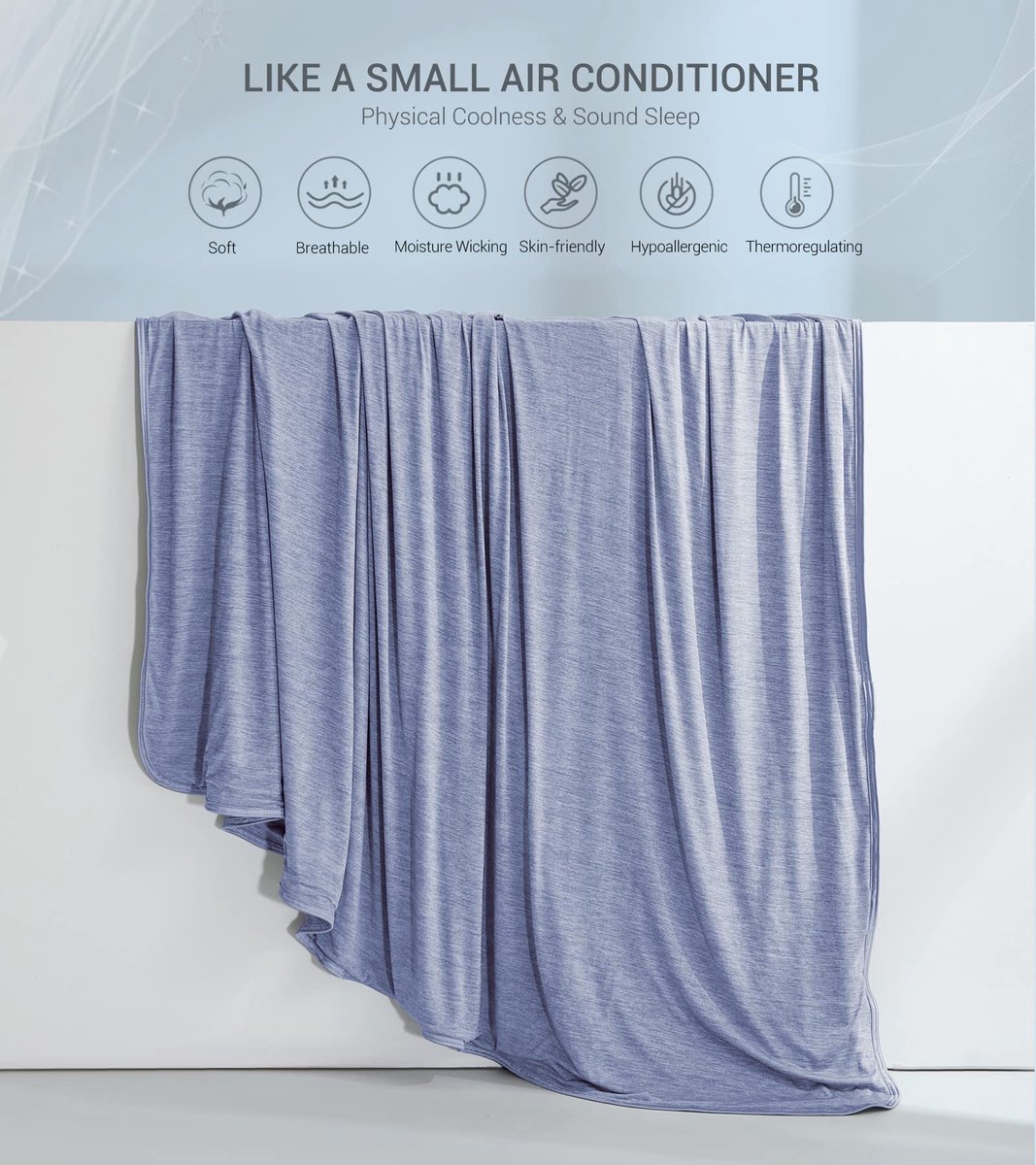 Dailygoody - OmGoods - Dailygoody - Koeldeken - Zomerdeken - Dubbelzijdig - Blauw - Reisdeken - Kinderen en volwassenen - 229 x 274 cm