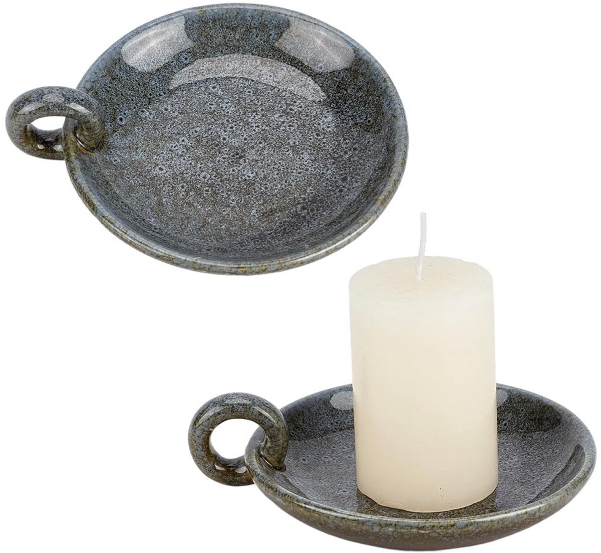 Dailygoody - Vintage Keramische Kaarsenhouders - Decoratieve Kandelaar - Haze Blauw - Set van 2 - Perfect voor Tafelblad - Uniek Design