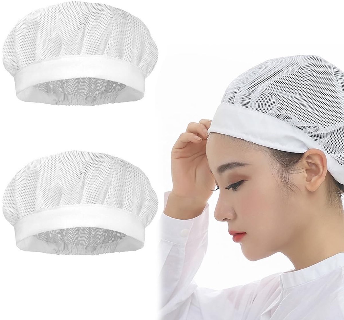 Dailygoody - Kokmuts - 3 stuks - Verstelbaar haarnet - Kookmuts voor horeca - Professioneel en modieus - Geschikt voor chefs - Klassieke stijl