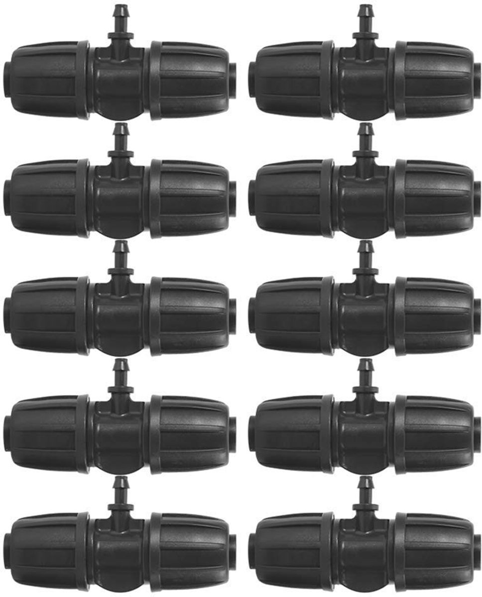 Dailygoods - Cosensi - Dailygoody - T Connectors - Tuinieren - 10 Stuks - Irrigatiesysteem - PE Slang - Micro-irrigatie - Geschikt voor Tuin - 8 mm
