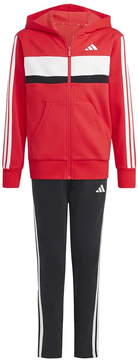 Adidas Seasonal Essentials Tiberio 3 Stripes Fleece Trainingspak 9-10 Years Kinderen Wit