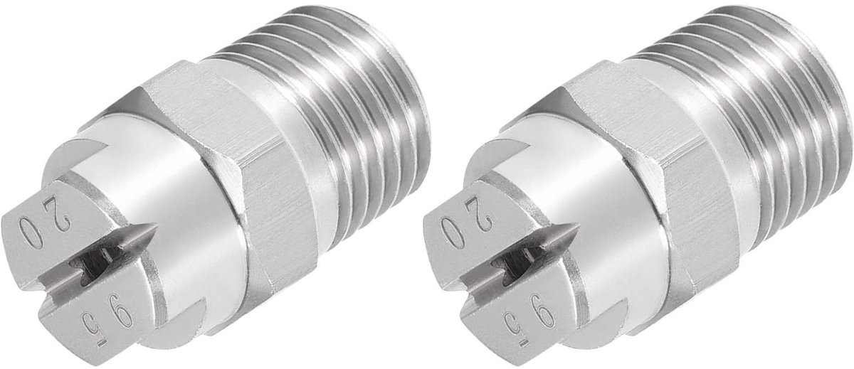 Dailygoods - Platte Ventilator Sproeikop 1/4BSPT 2,8 mm 2 stuks Roestvrij Staal