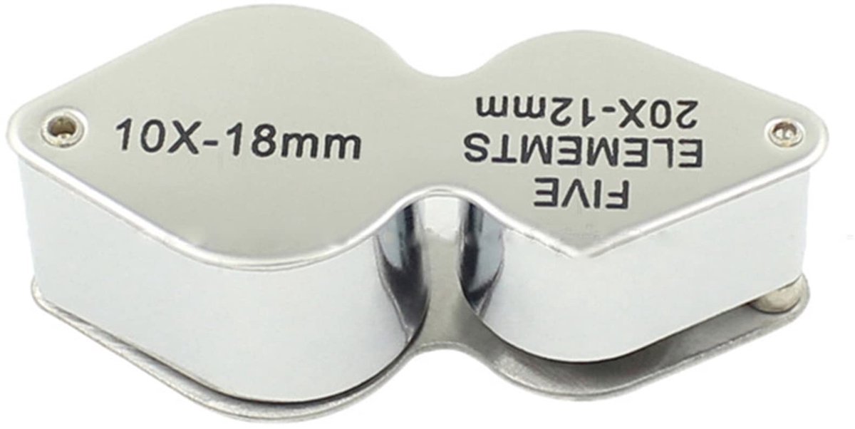 Dailygoods - Dailygoody - Opvouwbare Sieraden Loep - Vergrootglas 10X 20X - Draagbaar en Compact - Zilver - Voor Juweliers en Hobbyisten - Ideaal voor Antiek en Ve.