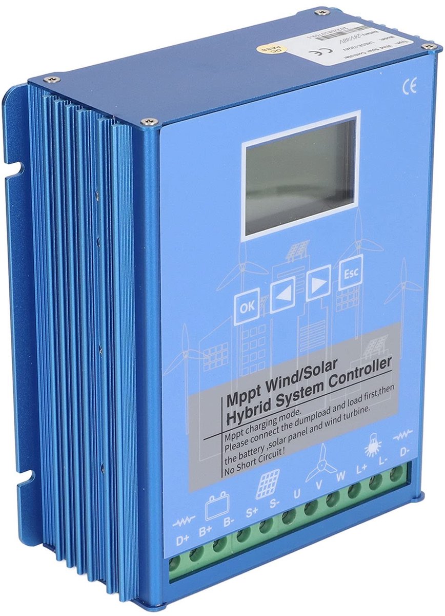 Dailygoods - Dailygoody - Wind Solar Hybride Laadregelaar - Technologie - LCD Energie Controller - Blauw - 1000W Wind en 8100W PV - Voor Duurzame Energie - 24